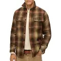 Superdry Superdrytil mænd. M4010720A Brun fleeceforet ternet overshirt i uld (M), Casual, Bomuld, Lange ærmer