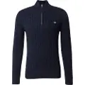 Gant Ganttil mænd. 8050603 Navy pullover med halv lynlås (S), Casual, Bomuld, Blå