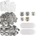 Vevor 500 sæt 2,25 tommer 58 mm knappenålsbagsidedele, gør-det-selv runde knappenålsdele, sæt indeholder metaltop, plastik-/metalknap, klar film og blankt papir til gaver, maskine medfølger ikke