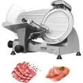 Vevor Kødskærer, 340 W elektrisk Deli Food Slicer med 10" SUS420 rustfrit stålblad og indbygget slibesten, 0-0,6 tommer justerbar tykkelse til kommerciel og hjemmebrug, opskåret kød og ost