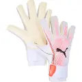 Puma ULTRA ULTIMATE Hybrid Goalkeeper Gloves, Accessories, White/Glowing Red/Black, 10.5