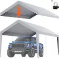 Vevor Carport Udskiftning Baldakin Cover 6100 x 3040 mm Garage Top Telt Shelter Tarp Heavy-Duty Vandtæt &amp; UV-beskyttet, Nem installation med Ball Bungees, Grå (Kun Top Cover, Ramme medfølger ikke)