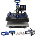 Vevor 8 i 1 Heat Press Machine 15x15 in 30oz Tumbler Press T-shirts Sort+Blå