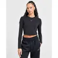 Nike Maskinstrikket Nike Sportswear Chill-croptop med lange ærmer og slank pasform til kvinder - sort
