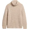 Superdry Superdrytil kvinder. W6110582A Børstet rib beige trøje (S/M), Casual, Akryl
