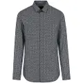 Armani Exchange AIX Armani Exchangetil mænd. XM000625AF13184FC012 Skjorte med mikroprint, sort (XL), Casual, Bomuld, Lange ærmer