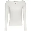 Tommy Hilfiger Tommy Jeanstil kvinder. DW0DW21350 Boat T-shirt hvid (XL), Casual, Lange ærmer, Økologisk bomuld, Bæredygtig