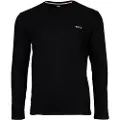 Hugo Boss BOSStil mænd. 50535870 Vaffel-T-shirt sort (M), Afslappet, Bomuld, Lange ærmer
