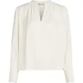 Tommy Hilfiger Tommy Hilfigertil kvinder. WW0WW44049 Beige bluse med V-hals og flæsekant (34), Casual, Viscose