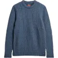 Superdry Superdrytil mænd. M6110638A Blå Jacob flettet strikket trøje (XXL), Casual, Akryl, Bæredygtig