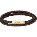 Hugo Boss BOSStil mænd. 1580670S Flettet læderarmbånd Dobbeltflettet brun (OSFA), Casual, Strop