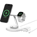 Belkin 3-in-1 Qi2 15w Magnetic Adjustable Charging Stand Hvid