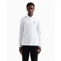 EA7 EA7til mænd. 8NPF15_PJVQZ Core Identity langærmet poloshirt i hvid bomuld med stretch (5XL), Casual, Lange ærmer