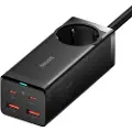 Baseus GaN3 Pro wall charger / powerstrip 2xUSB + 2xUSB-C + AC 100W (black) USB hub - 5 ports - Sort