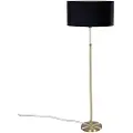 QAZQA Gulvlampe guld med oval velourskærm sort 50 cm - Parte