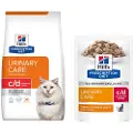 Hills 8 kg Hill's Prescription Diet tørfoder til katte + 6 x 82 g vådfoder gratis! - c/d Multicare Stress Urinary Care Kylling + c/d Urinary Stress Ragout med kylling til katte