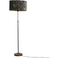 QAZQA Gulvlampe bronze med oval velourskærm blad design 50cm - Parte