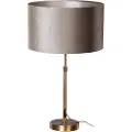 QAZQA Bordlampe bronze med taupe velourskærm 35 cm - Parte