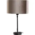 QAZQA Bordlampe sort med taupe velourskærm 35 cm - Parte