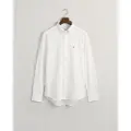 Gant Ganttil mænd. 3230243 Skjorte Regular Fit Pique hvid (M), Casual, Bomuld, Klassisk, Lange ærmer