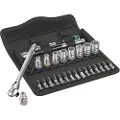 Wera 8100 SA 11 Zyklop Metal-skraldesæt, omskiftergreb, 1/4"-tilslutning, tommemål , 28 dele