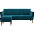 CosmoLiving by Cosmopolitan - Sofa 3-personers sofa + ottoman Gloria - Blå - 3-pers. sofaer - - Homeroom