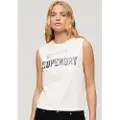 Superdry Superdrytil kvinder. W6011899A T-shirt med hvid kant Arkiv hvid (L), Casual, Bomuld, Uden ærmer/stropper