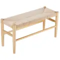 Vevor Rattanbænk, 89 cm trærattanbænk, entrébænk med ben i egetræ, soveværelsessengens ende Boho-bænk med håndflettet rattan, til stue, køkken