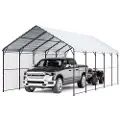 Vevor Kraftig metalcarport, 13' x 26' udendørs carport med galvaniseret stålramme og tag, biltelt til garage med aftagelige sidevægge, multifunktionelt billy til pickup truck, båd, bil og traktorer