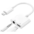 24hShop Opladnings- og hovedtelefonadapter - Lightning til 3,5 mm og Lightning-port til samtidig musik og opladning
