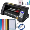 Vevor vinylskærer, 375 mm vinylplotter, LED-skærmplotterskærer, halvautomatisk indbygget optisk øje for præcis styring, kompatibel med SignMaster-software til Windows-systemdesktopdesign