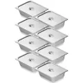 Vevor 8-pak hotelpander, 1/2 størrelse anti-jam damppande med låg, 0,8 mm tyk rustfri stål dampbordpande, 4 tommer dyb kommerciel bordpande, catering opbevaringsmadpande, til industri og videnskab