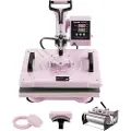 Vevor Heat Press Machine 12x15 i 5 i 1 med 30oz Tumbler Press T-shirts Pink