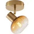 QAZQA Moderne loftspot guld med rundt ravfarvet glas - Teddy