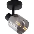 QAZQA Moderne loftslampe sort med rundt røgglas - Cilin