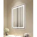 Vevor LED badeværelsesspejl, 60 x 80 cm LED badeværelsesspejl med frontbelysning og baggrundsbelysning, antidug-spejl med memory-funktion og lys, trinløs dæmpbar badeværelsesspejl i 3 farver, vægmonte