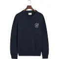 Gant Ganttil mænd. 8030221 Crewneck-trøje med navy-badge (S), Casual, Bomuld, Blå