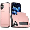 Mtp Products iPhone 16 Hybrid Cover med Glidende Kortslot - Rødguld
