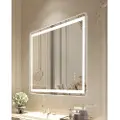 Vevor LED badeværelsesspejl, 70 x 100 cm LED badeværelsesspejl med frontbelysning og baggrundsbelysning, antidug-spejl med memory-funktion og lys, trinløs dæmpbar badeværelsesspejl i 3 farver, vægmont