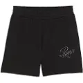 Puma ESS SCRIPT 5"High-Waist Shorts Women, Clothing, Black, L