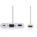 Nedis Ccgb64760wt02 3-i-1 Multiport Usb-adapter Usb 3.1 Usb-c M-usb-a H/usb-c H/vga H 5gbps Nikkelbelagt 0.2 M
