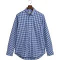 Gant Ganttil mænd. 3000120 Vichy blå ternet poplin Regular Fit-skjorte (S), Casual, Bomuld, Klassisk, Lange ærmer