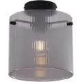 QAZQA Art Deco loftslampe sort med røgglas - Laura
