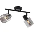 QAZQA Moderne loftslampe sort med rundt røgglas 2-lys - Cilin