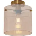 QAZQA Art Deco loftslampe messing med ravglas - Laura