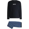 Hugo Boss BOSStil mænd. 50535882 Navy pyjamas med logotryk (L), Afslappet, Bomuld, Lange ærmer, Blå
