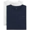 Gant Ganttil mænd. 900012008 Sæt med 2 hvide, marineblå t-shirts med rund hals (S), Casual, Bomuld, Korte ærmer