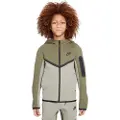 Nike Sportswear Tech Fleece-hættetrøje med lynlås til større børn - grøn