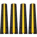 Vevor 4-pak 1-kanals gummikabelbeskytterramper 102x15,5x3 cm kraftig 8164,7 kg lasteevne kabelledning ledningsafdækning rampe fartbump indkørsel slange kabelrampe beskyttelsesafdækning