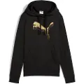 Puma ESS METALLIC Hoodie Women, Clothing, Black/Metallic Gold, S